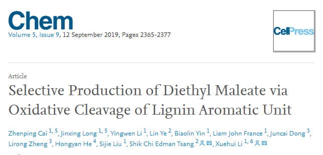Selective Production of Diethyl Maleate via Oxidative Cleavage of Lignin Aromatic Unit